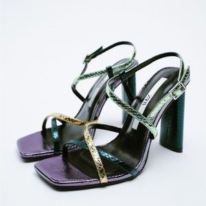 Zara Metallic Strappy Heels